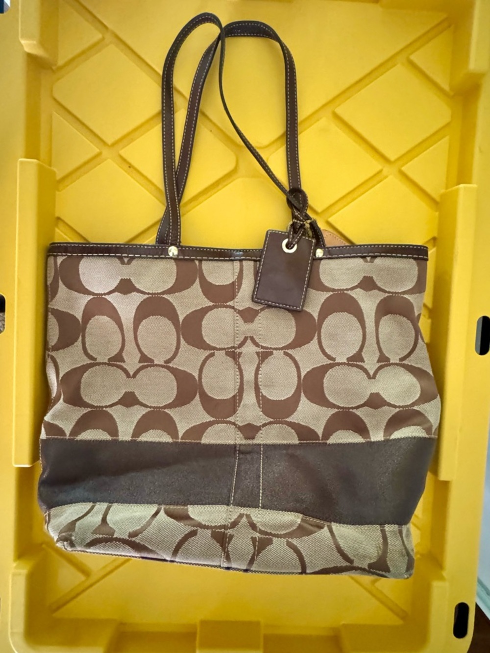 Coach Brown Signature Canvas and Leather Tote